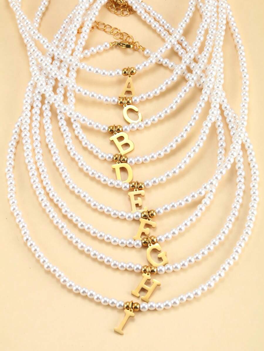 Pearl Necklace with Initials Personalised Pearl Necklace