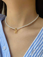 Load image into Gallery viewer, Pearl Necklace with Initials Personalised Pearl Necklace
