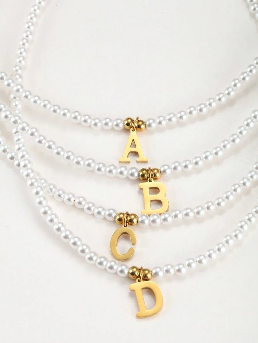 Pearl Necklace with Initials Personalised Pearl Necklace