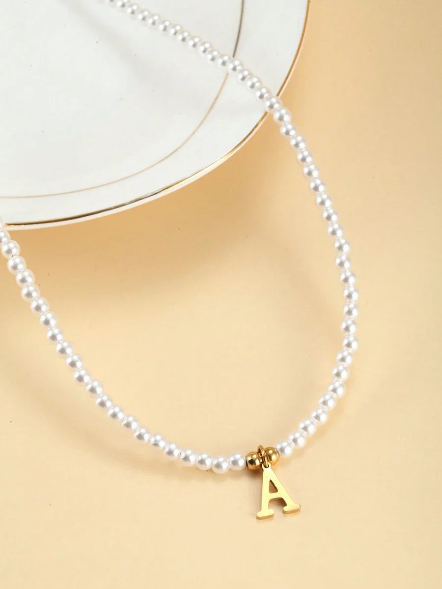 Pearl Necklace with Initials Personalised Pearl Necklace
