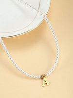 Load image into Gallery viewer, Pearl Necklace with Initials Personalised Pearl Necklace
