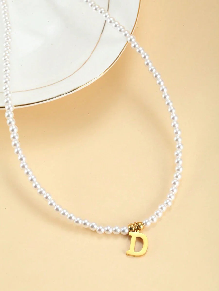 Pearl Necklace with Initials Personalised Pearl Necklace