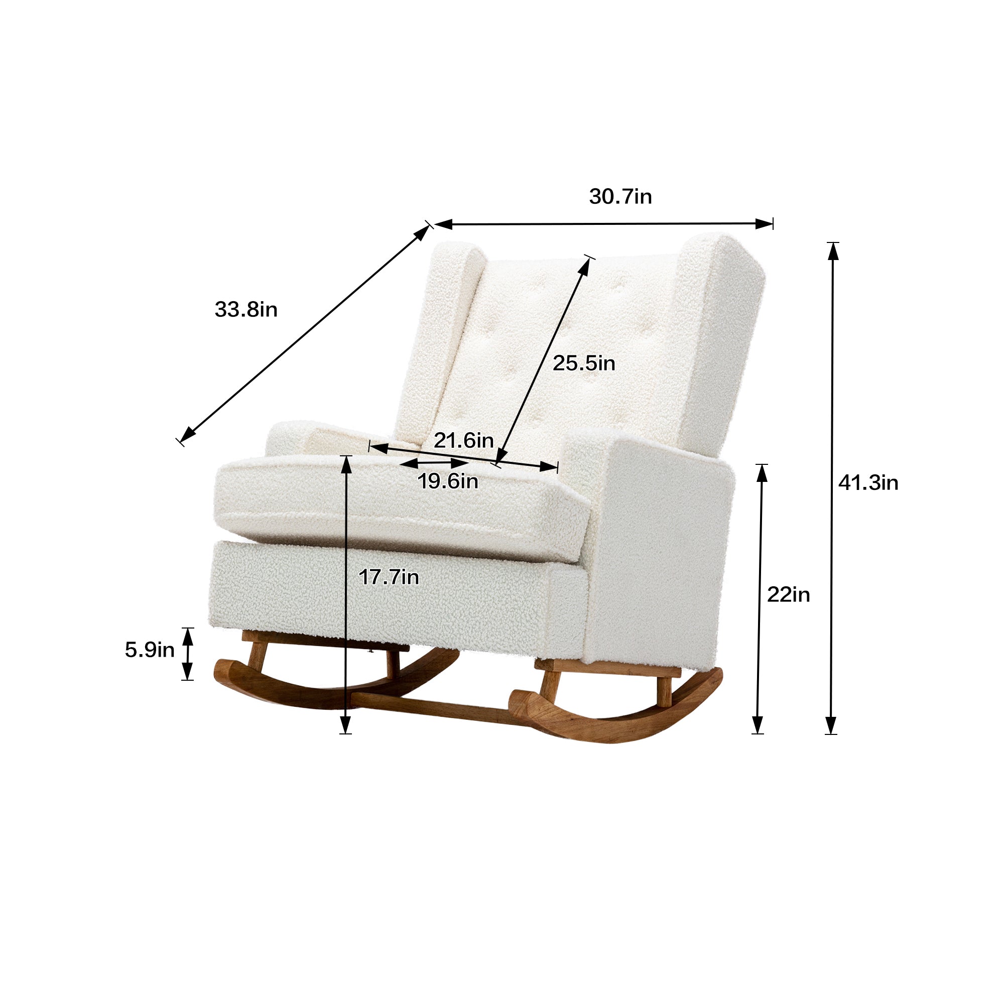 Mid-Century Modern White Teddy Rocking Chair