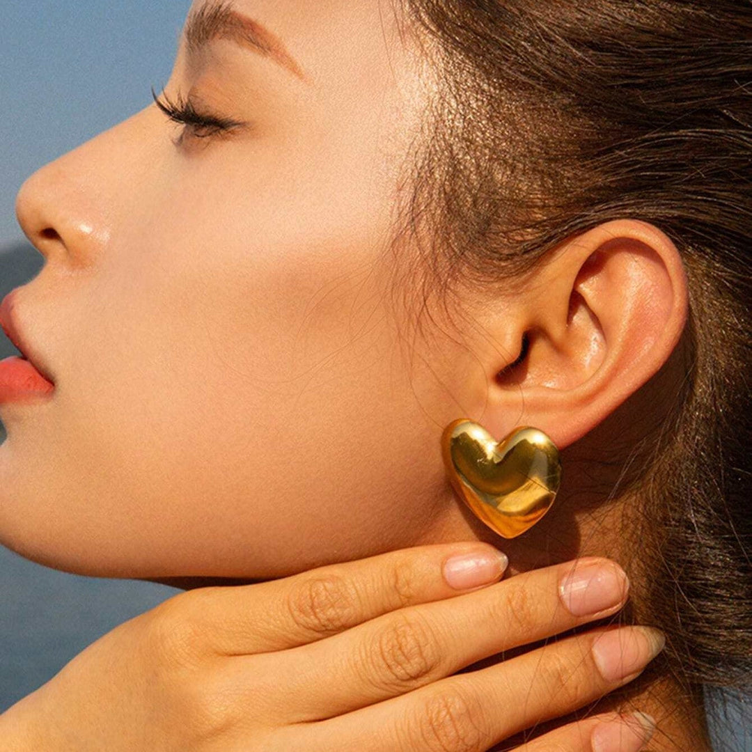 Large Heart Shape Stud Earrings