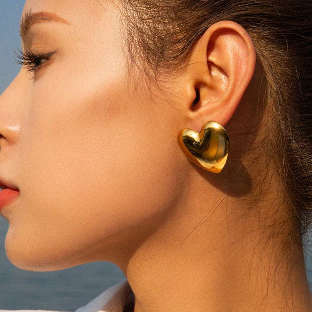 Large Heart Shape Stud Earrings