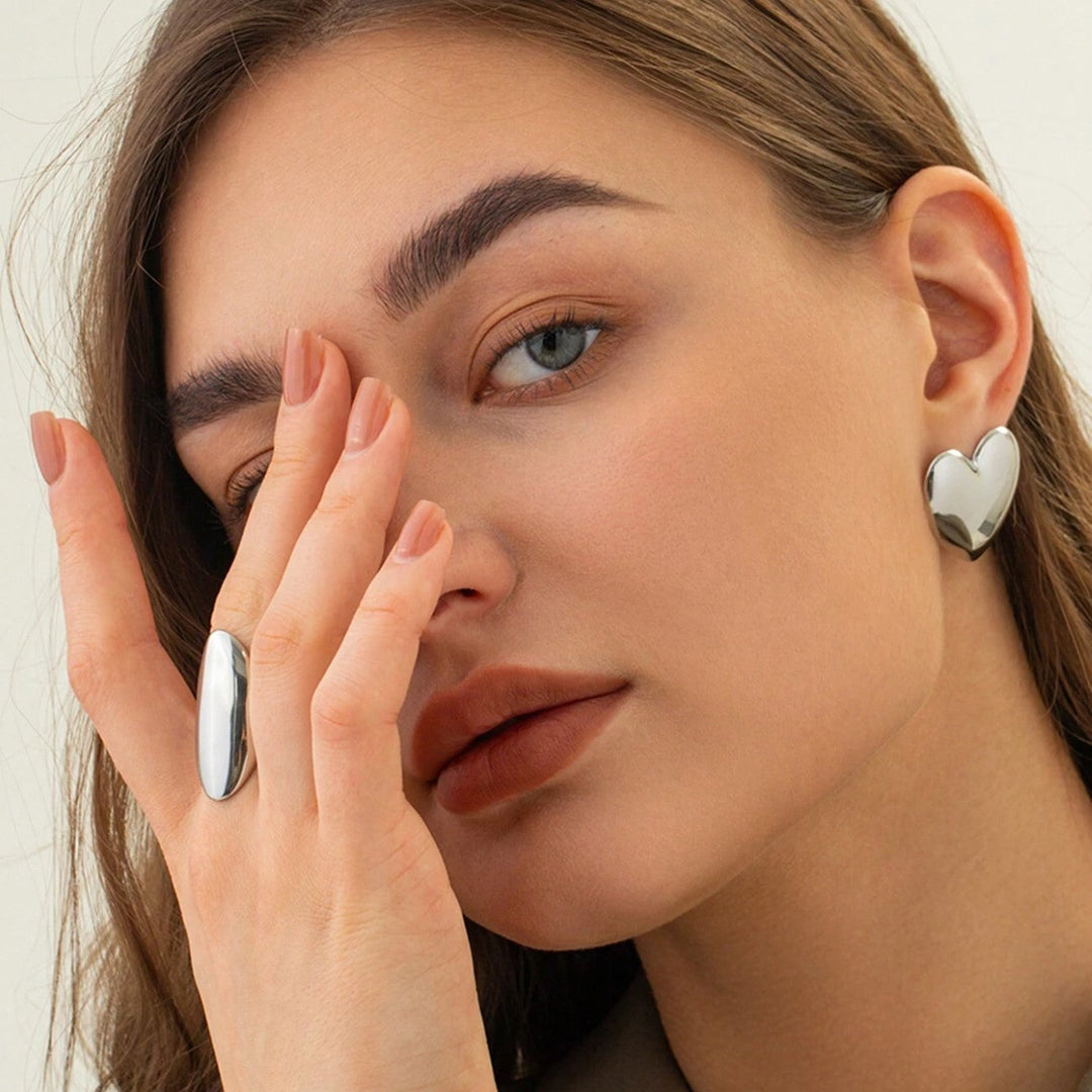 Large Heart Shape Stud Earrings