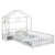 Twin Size House-Style Headboard Toddler Floor Bed with Guardrails and Stand