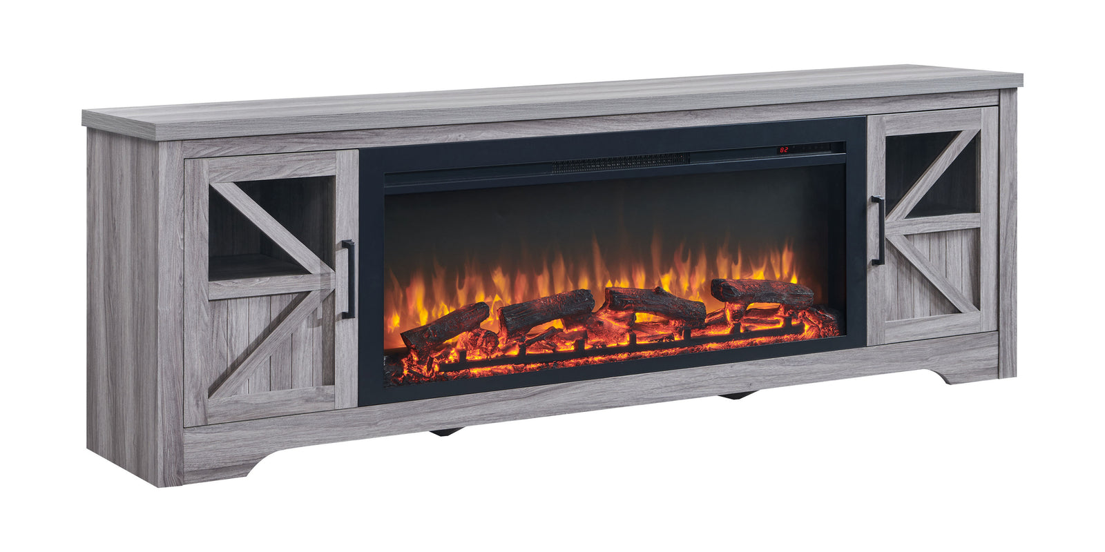 75" Gray Fireplace TV Stand for TVs Up to 80" with 44" Intergrated Electric Fireplace