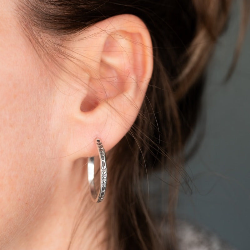 Sparkling Hoop Earrings in Silver