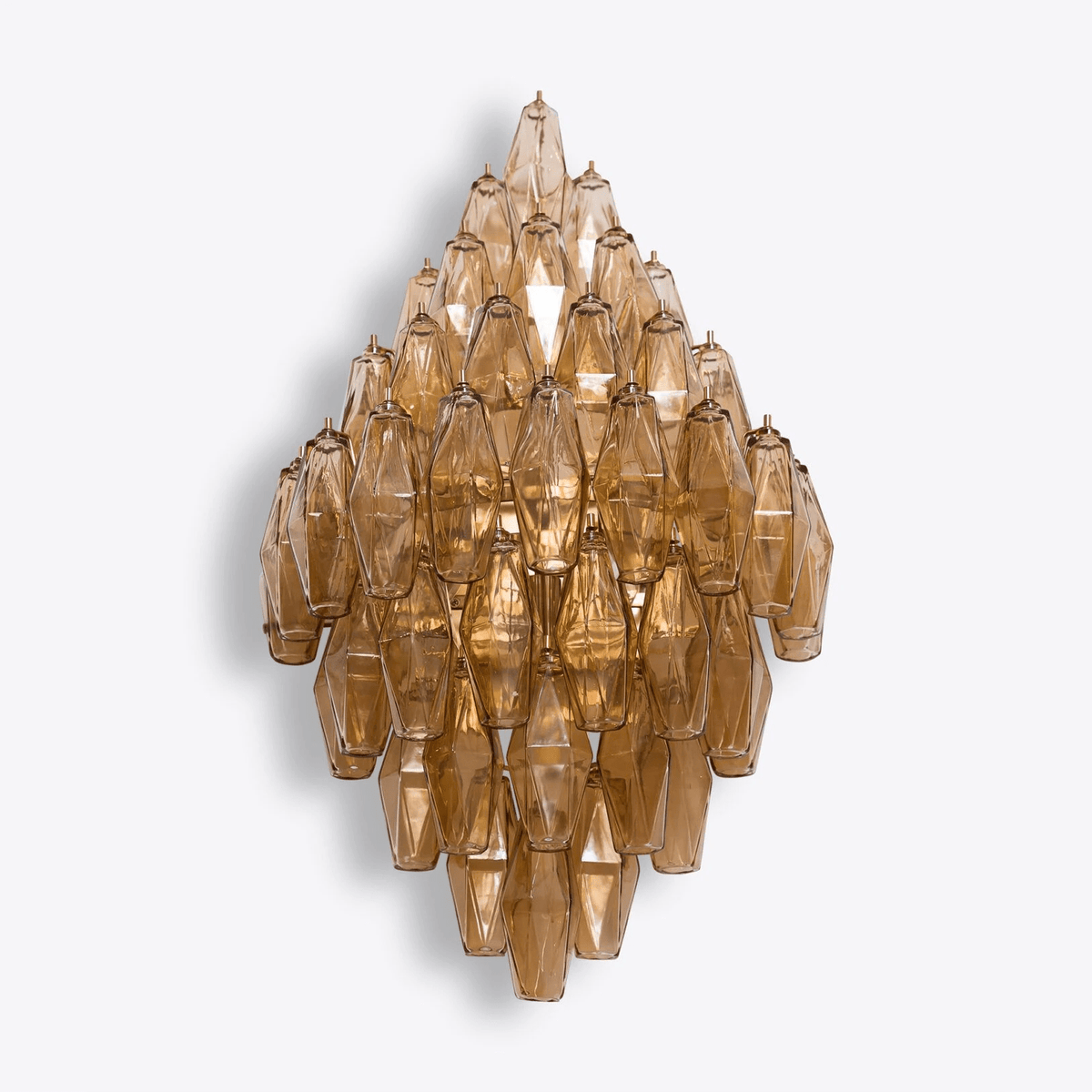 Tiered Diamond Glass Brass Finish Wall Light