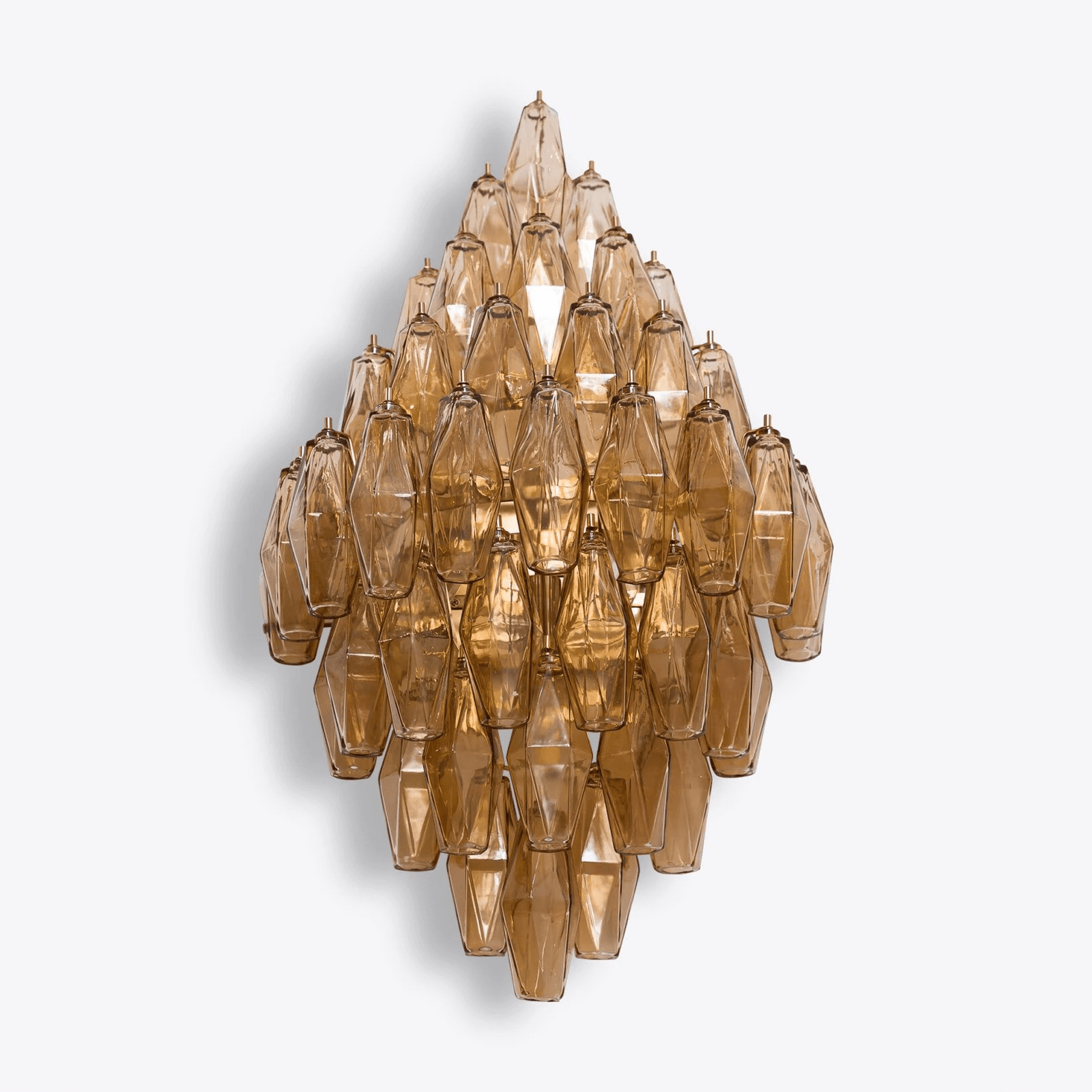 Tiered Diamond Glass Brass Finish Wall Light