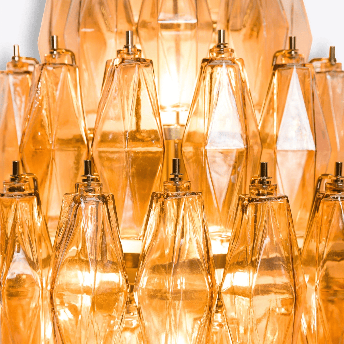 Tiered Diamond Glass Brass Finish Wall Light