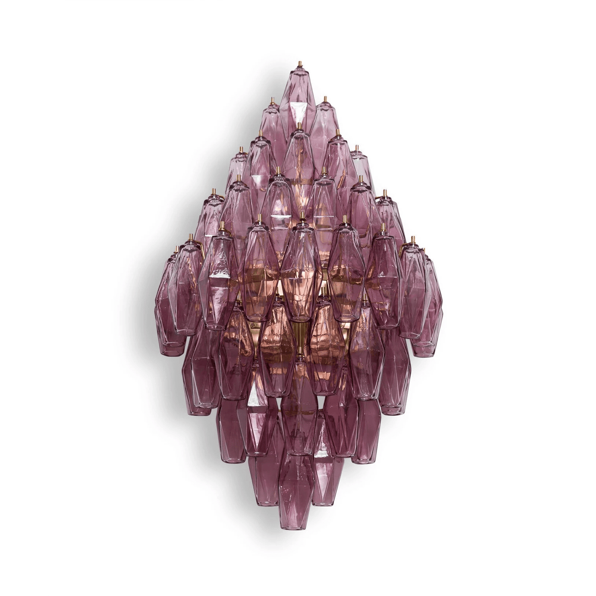 Tiered Diamond Glass Brass Finish Wall Light