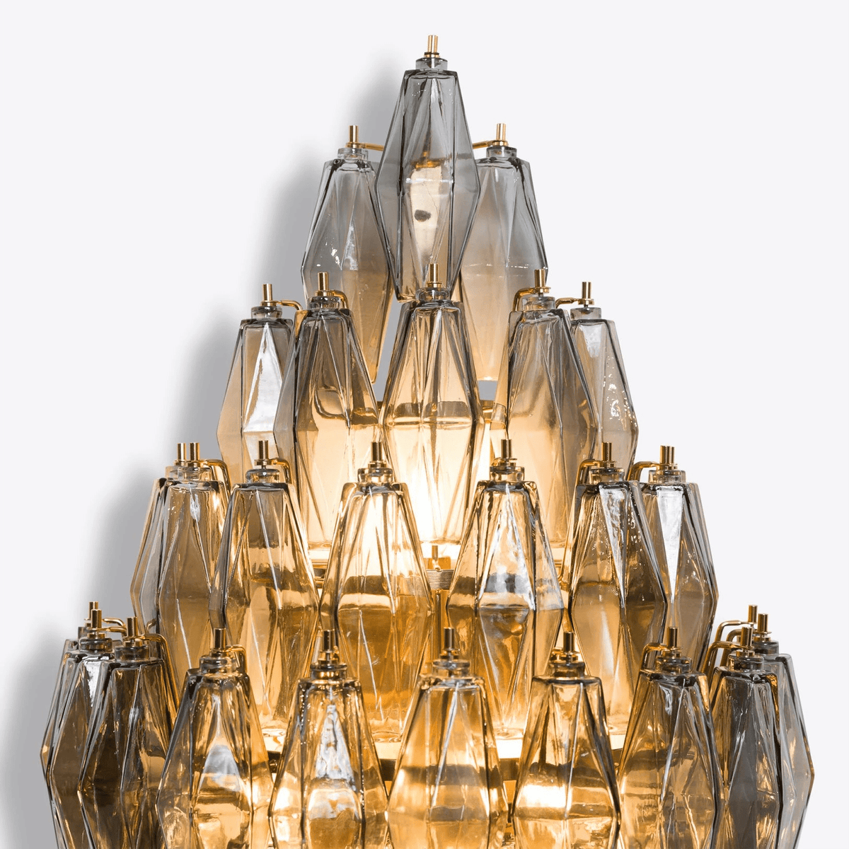 Tiered Diamond Glass Brass Finish Wall Light