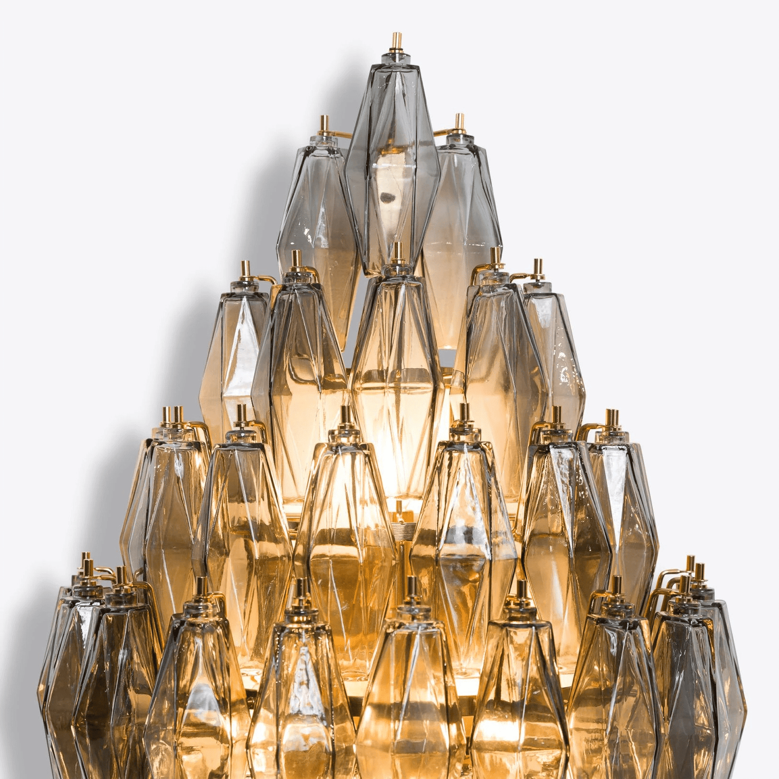 Tiered Diamond Glass Brass Finish Wall Light