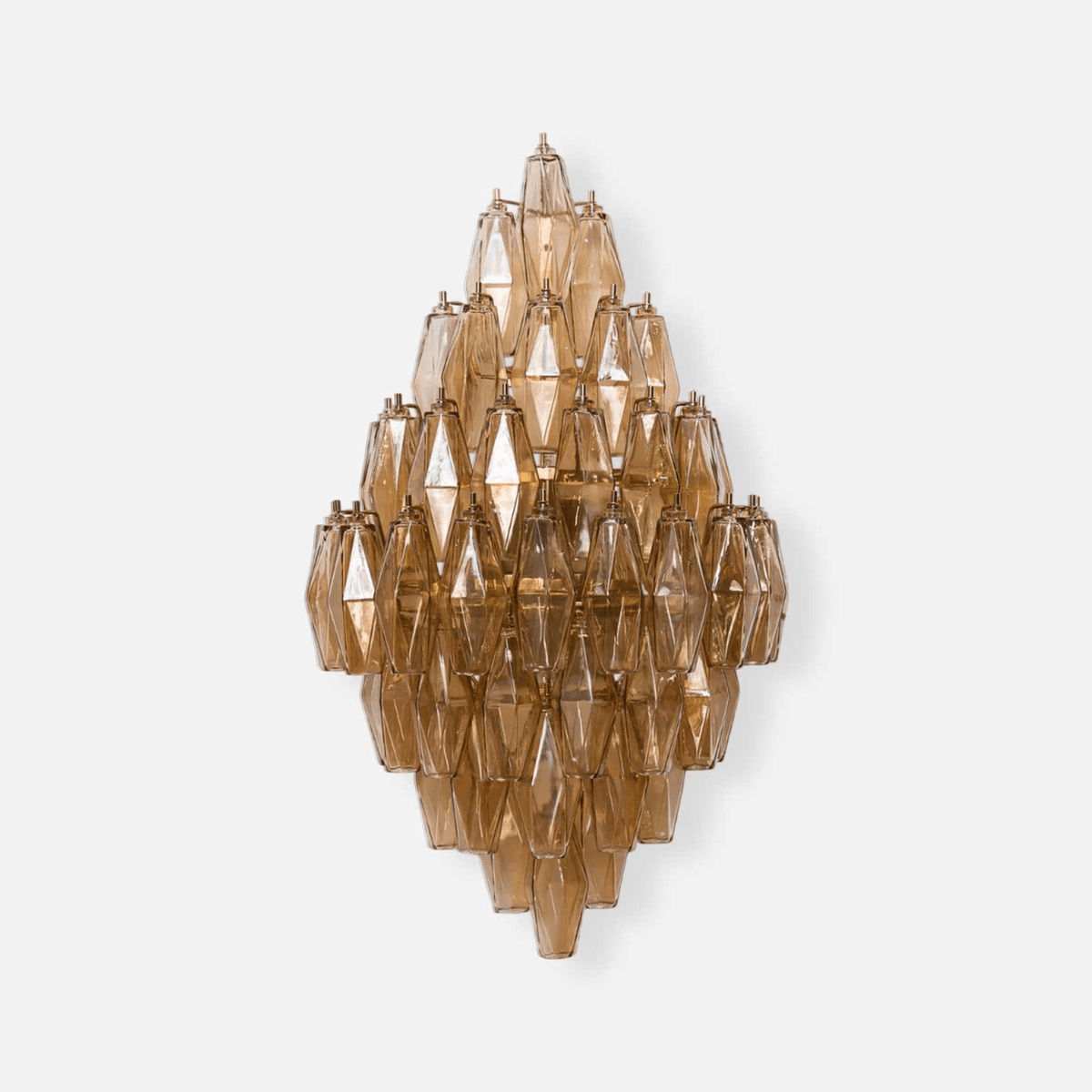 Tiered Diamond Glass Brass Finish Wall Light