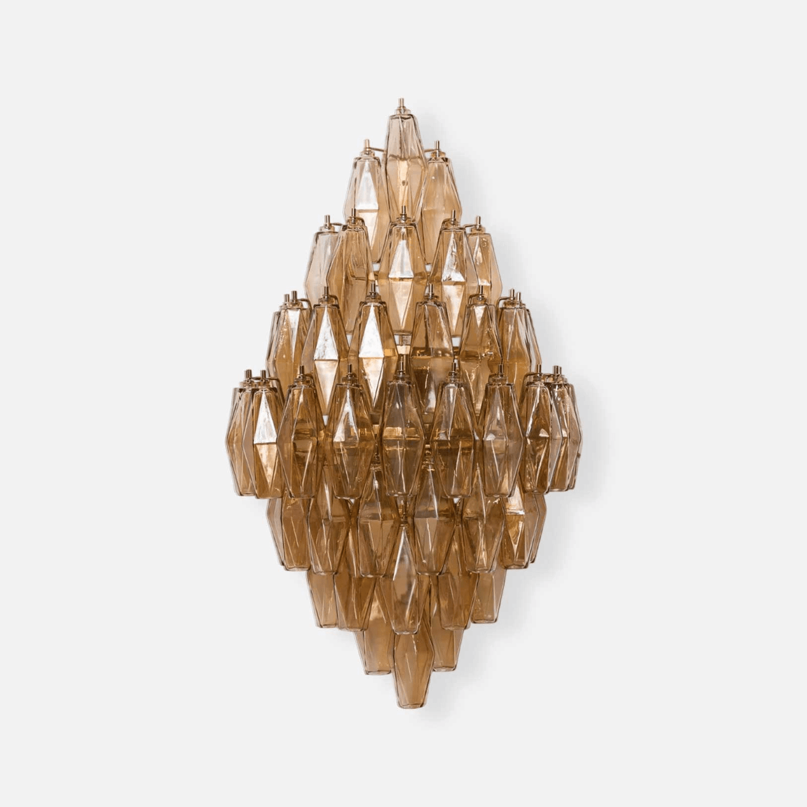 Tiered Diamond Glass Brass Finish Wall Light