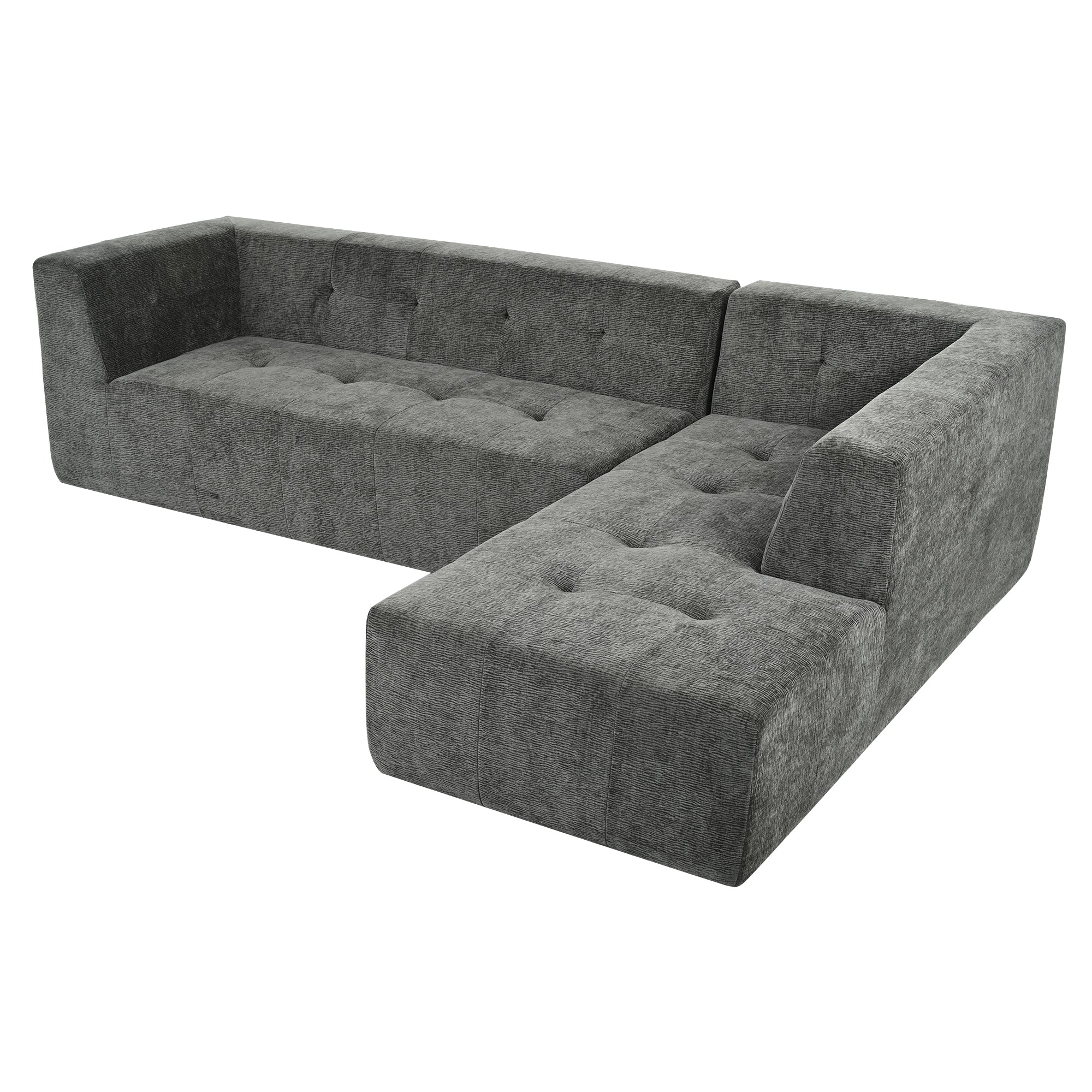 Mombasa 3-Seat Chenille Sofa in Gray