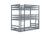 Gray Triple Rubber Wood Bunk Bed with Built-in Ladders and Guardrails