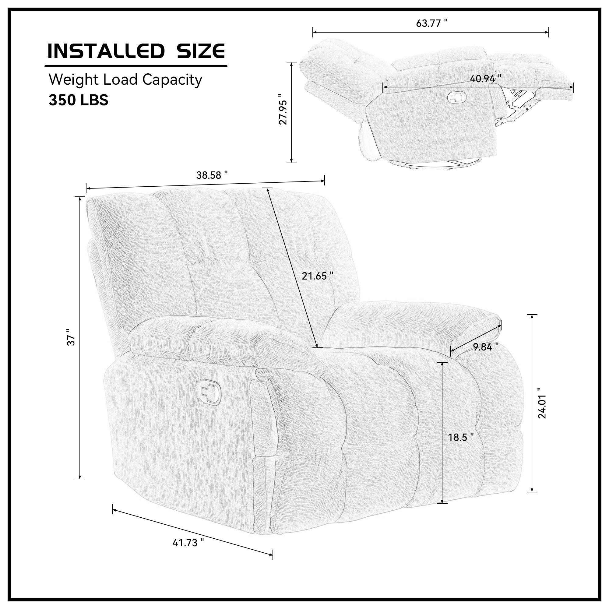 Overstuffed Ergonomic 360 Degree Swivel Rocking Recliner In Yellow