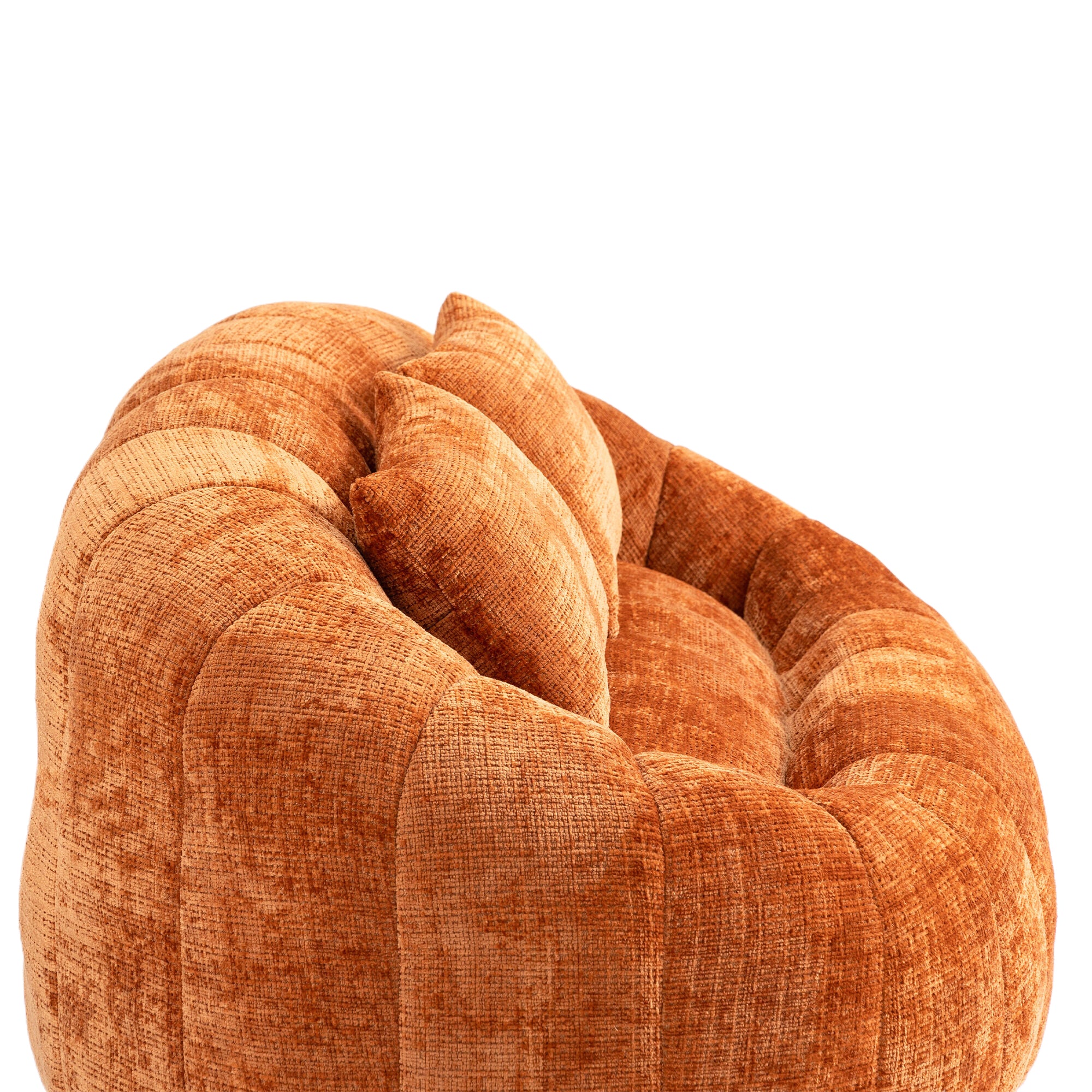 Comfortable High-Back Bean Bag Couch in Orange Chenille