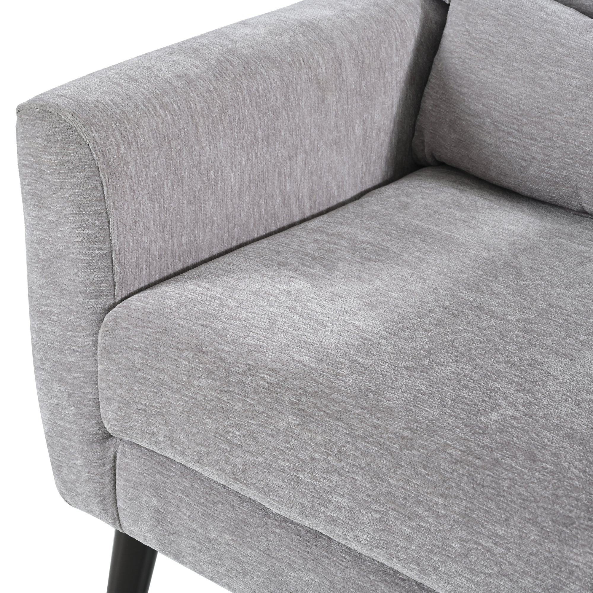 Modern Accent Chair - Stylish Chenille Armchair for Living Room, Gray Upholstered Comfort