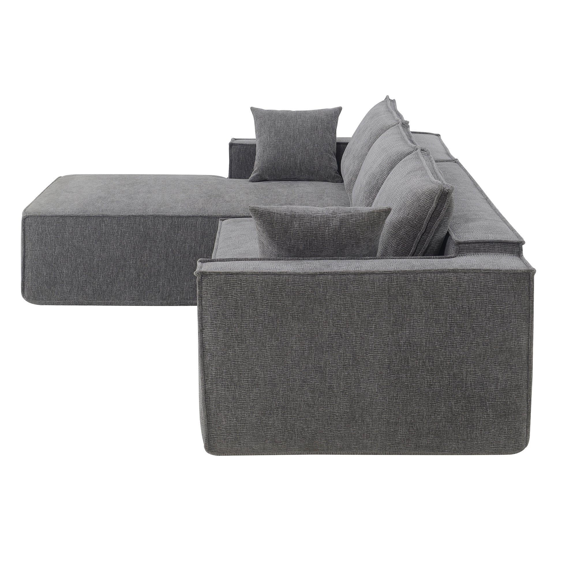 Cairo 4-Seat Modular Wrinkle-Resistant Chenille Sofa in Gray