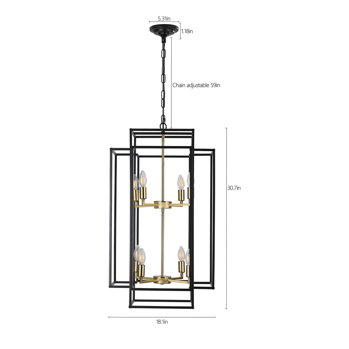 8-Lights Lantern Tiered Pendant Light Fixture