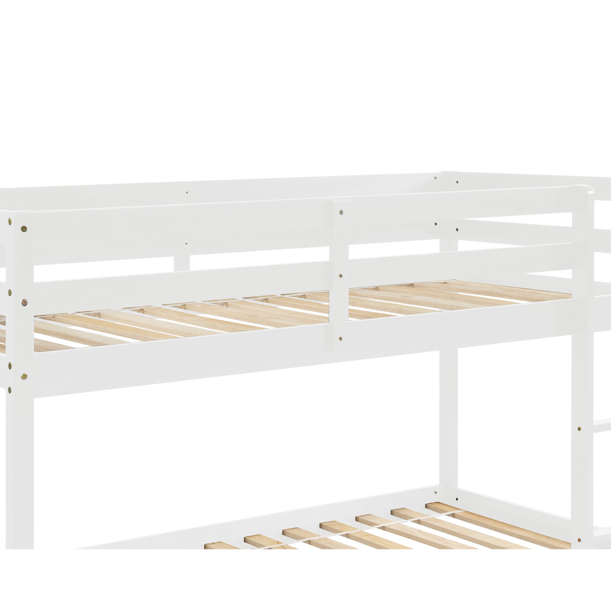 White Twin Over Twin Floor Bunk Bed