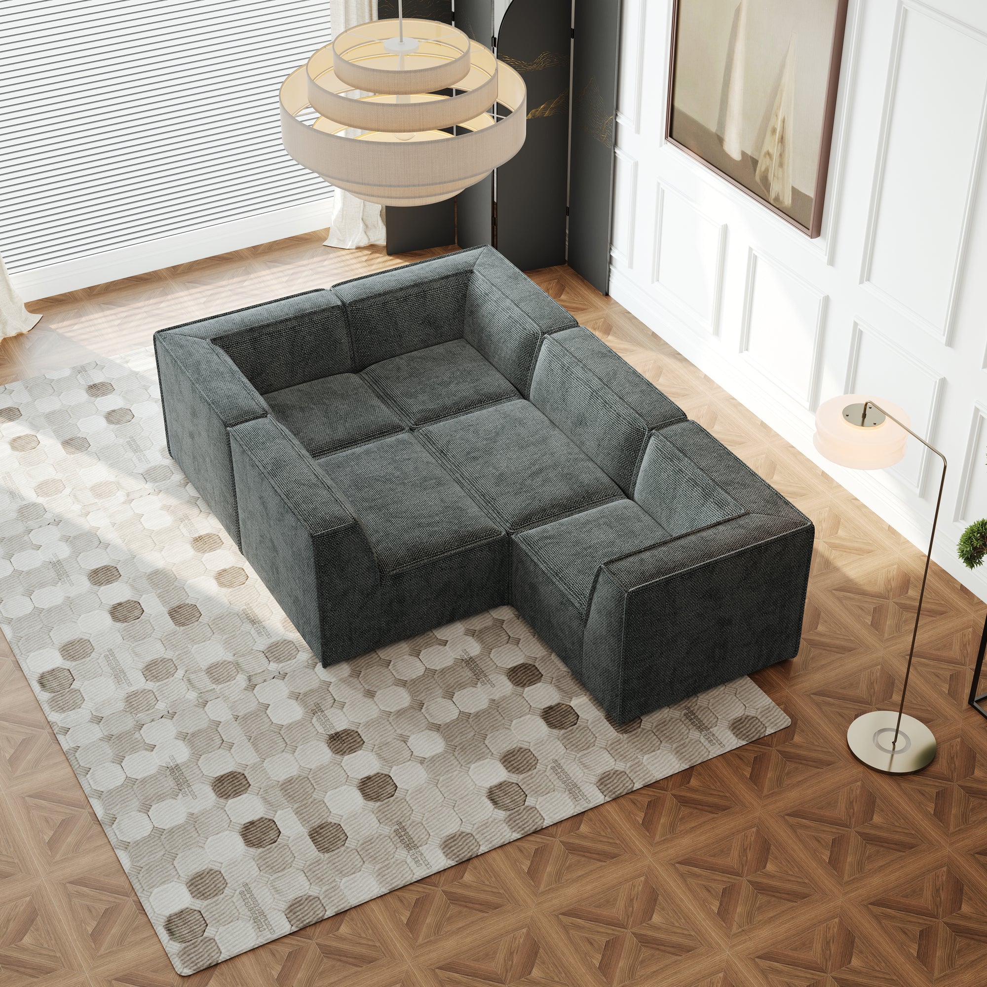 Kinshasa 5-Seat Modular Sofa in Green