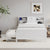 White Twin Platform Bed with Trundle, Drawers, and Storage Headboard