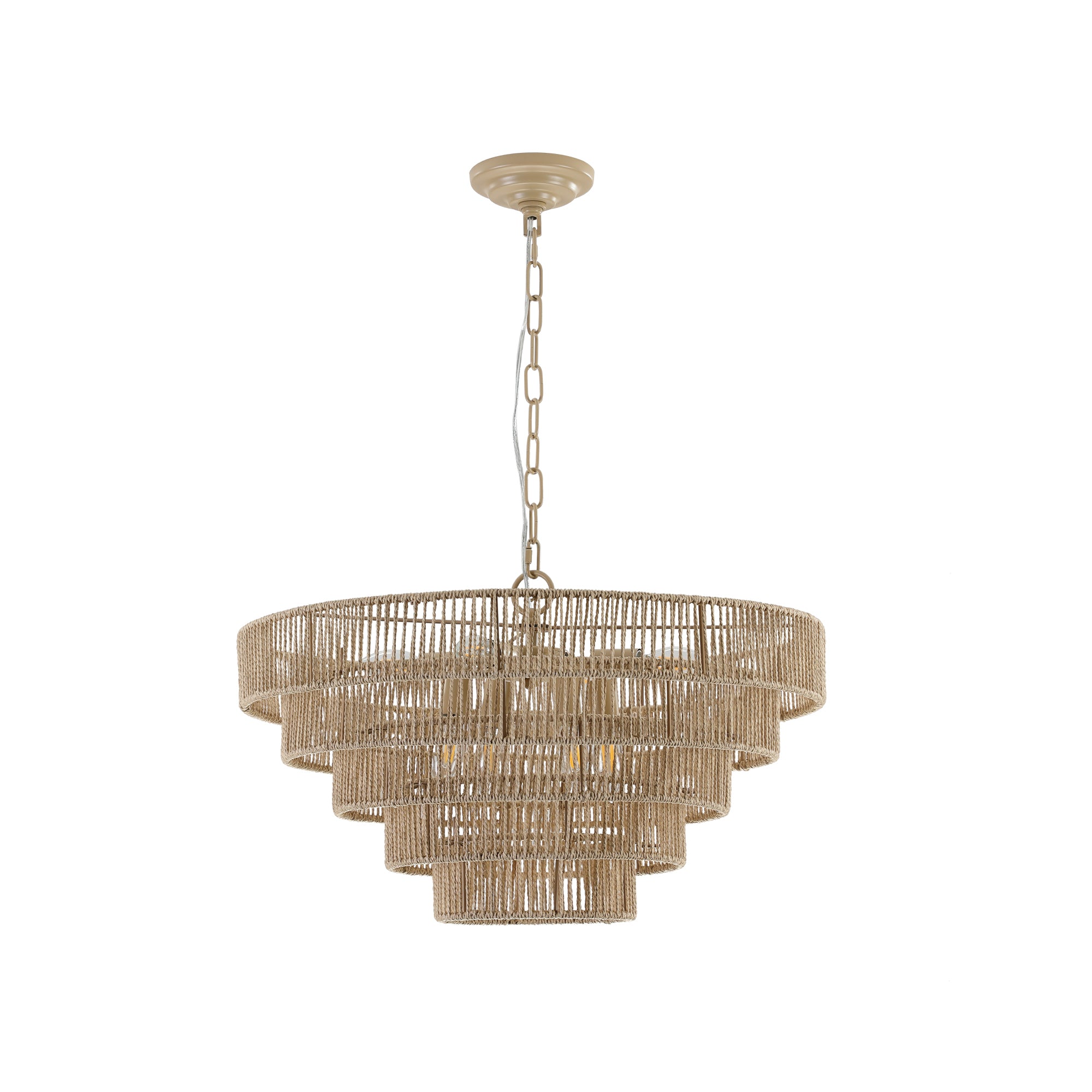 Farmhouse Woven Rattan Chandelier with 8 Lights