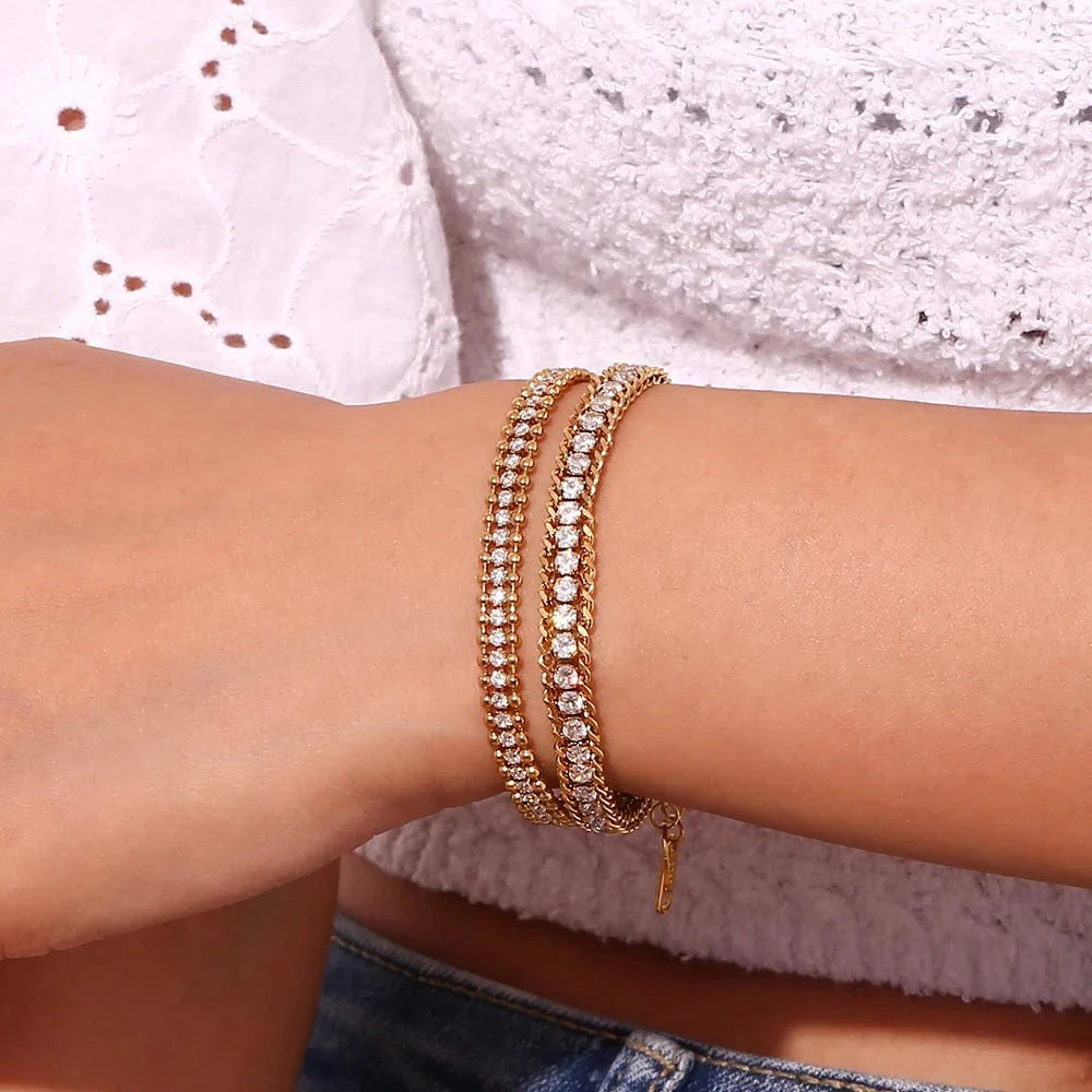 18k Accented Diamond Tennis Bracelet