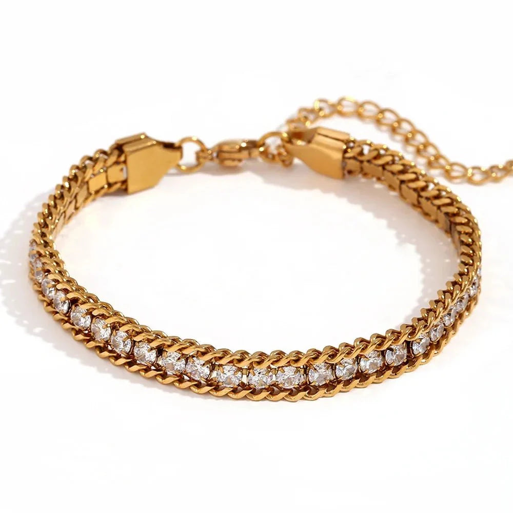 18k accented diamond tennis bracelet