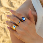 Load image into Gallery viewer, 18k Bohemian Evil Eye Rings
