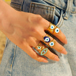 Load image into Gallery viewer, 18k Bohemian Evil Eye Rings
