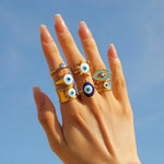 Load image into Gallery viewer, 18k Bohemian Evil Eye Rings
