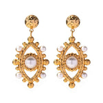 Load image into Gallery viewer, 18k Boho Evil Eye Bead Accented Earrings
