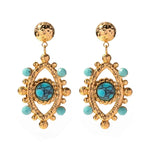 Load image into Gallery viewer, 18k Boho Evil Eye Bead Accented Earrings
