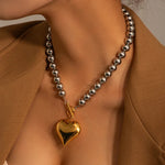 Load image into Gallery viewer, 18k Chunky Silver &amp; Gold Heart Necklace
