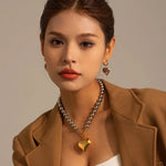 Load image into Gallery viewer, 18k Chunky Silver &amp; Gold Heart Necklace
