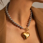 Load image into Gallery viewer, 18k Chunky Silver &amp; Gold Heart Necklace
