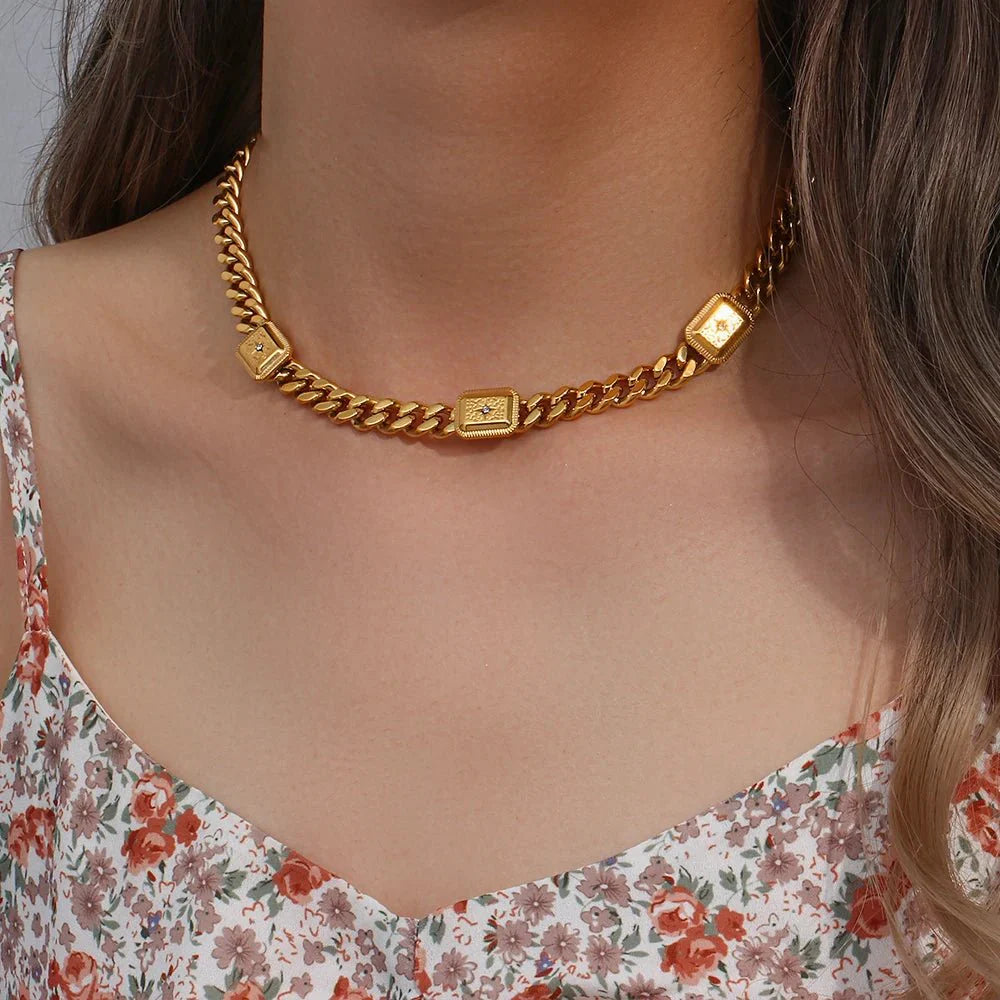 18k Cuban North Star Tarot Necklace and Earring