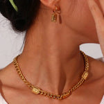 Load image into Gallery viewer, 18k Cuban North Star Tarot Necklace and Earring
