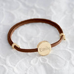 Load image into Gallery viewer, 18k Custom Suede Circle Name Bracelet
