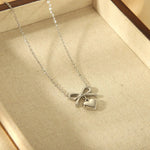 Load image into Gallery viewer, 18k Dainty Bow &amp; Heart Necklace
