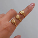 Load image into Gallery viewer, 18k Dainty Floral Signet Rings
