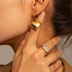 Load image into Gallery viewer, 18k Dainty Heart Hoops Earrings
