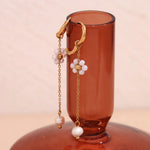 Load image into Gallery viewer, 18k Dangling Floral Pearl Earrings
