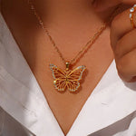 Load image into Gallery viewer, 18k Diamond Accented Butterfly Necklace
